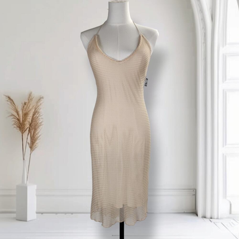 LM Lulu Paris Patricia Forgeal Backless Halter Knit Dress France NWT S